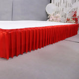 Popxstar White Pleated Table Skirt Wedding Backdrop Curtains Table Cothes for Birthday Banquet Stage Silk Table Skirting Event Party