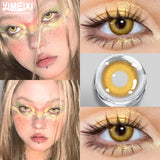 Popxstar  2 Pcs Cosplay Gold Colored Contacts Lenses with Degree Halloween Lenses Anime Purple Lenses Big Eyes Soft Makeup Pupils