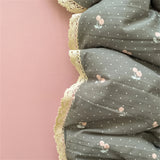 Popxstar INS Girls Cherry Soft Bedding Set Washed Cotton Bed Sheet Queen King Size Duvet Set Flower Comforter Set Pillowcase Bed Linens
