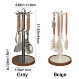 8 Hooks Rotating Spatula Rack Stable Base Movable Kitchen Utensil Stand Anti Slip Space Saving Spatula Storage Rack Countertop
