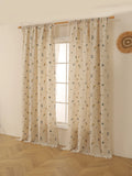 Popxstar 1PC Linen Wheat Fringe Embroidery Hanging Fringe Curtains Living Room Bedroom Window Decoration Blocking Rustic Style Curtains