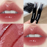 Popxstar Red Lip Tint Black White Tube Lipstick Light Watery Lip Glaze Soft Mist Lip Gloss Moisture Lipstick 1pcs Mirror Watery