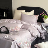 Popxstar  Flowers Embroidery Luxury Bedding Set Egyptian Cotton Single Queen King Size Duvet Cover Flat/Fitted Bed Sheet Pillowcases 3/4Pc