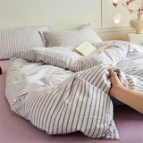 Popxstar  Luxury Cotton Stripe 3-Piece Duvet Cover Set (1 Duvet Cover + 2 Pillowcases),Yarn-Dyed,Soft Bedding Set, Multiple Sizes