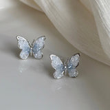 Popxstar Korean Fashion Color Crystal Flower Butterfly Earrings for Women Exquisite Elegant Earring Wedding Party Luxury Jewelry Gift