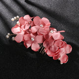Popxstar 1Pcs Fashion Red Flower Hair Comb Bridesmaid Crystal Hair Clip Bridal Hairpin Wedding Hair Jewelry For Women Party Hairband Gift