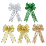 Popxstar 1pc Christmas Bows Ornaments Pendant Glitter Gold Sequin Bowknot Xmas Tree Wreath Hanging Decoration For Home New Year Noel Gift