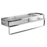 Popxstar Bathroom Shelf Wall-mounted Storage Bracket with Towel Bar Space Aluminum Thickened Silver Organizer Shelf Bathroom Accessories