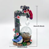 Popxstar  Solar Garden Statue, Cute Cardinal with Water Faucet and Solar Light Glass Ball, Outdoor Resin Garden Statue,  Size 9.45 inches