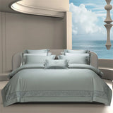 Popxstar  1400TC Egyptian Cotton Silky Luxury Wide Edge Embroidery Grey Bedding Set Duvet Cover Bed Sheet/Fitted Sheet Pillowcases 4Pcs