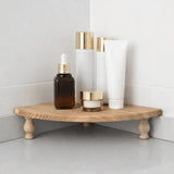 Wooden Fan Shaped Storage Rack Space Saving Large Capacity Corner Shelf Flower Pot Rack Decorative Cosmetic Storage Rack