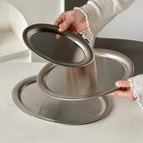 Popxstar Stainless Steel Oval Plate Cake Dessert Fruit Bread Afternoon Tea Tray Jewelry Display Storage Tray Home Kitchen Accessories