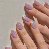 Popxstar 24pcs Simple Almond False Nails Sets Blush Design Press on Nails Art Datachable Short Oval Fake Nail with Jelly Glue Manicure