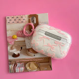 Popxstar Pink Bow Knot Headset Case for AirPods 1/2 With Keychain for AirPods Pro2 4nd Charging Box Fundas for AirPods 3 Clear Shockproof