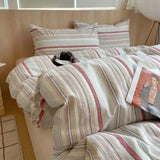Single Double Exquisite Stripe 1Duvet cover+2Pillowcases 100%Cotton Experience Hotel-Like Comfort with Unparalleled Softness