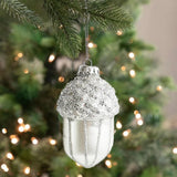 Popxstar Acorns Glass Christmas Tree Ornaments Decorations Silver Decorative Acorns Christmas Pendant Decoration New Year Home Novel