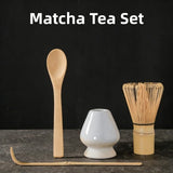 Popxstar  4pcs/Set Traditional Matcha Starter Set, Bamboo Whisk (Chasen), Scoop (Chashaku), Chasen Stand, Basic Matcha Tea Making Kit