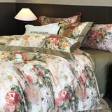 Popxstar  1000TC Egyptian Cotton Vintage Oil Painting Style Flowers Print Bedding Set Duvet Cover Flat/Fitted Bed Sheet Pillowcase 4Pcs