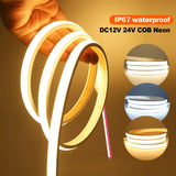 Popxstar Waterproof COB LED Strip Light 12V 24V Flexible LED Neon Light 0.5-20M 320LEDs High Density Linear Lighting COB LED Lights