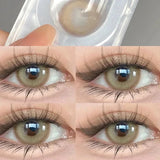 Popxstar 2pcs Colored Contacts for Eyes Nature Brown Colorful Eyes Prescription Lenses for Myopia Soft Round Yearly