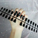 Popxstar Classic Glossy Solid Color Long Pointed Fake Nails Brown Green Grey Blue Detachable Finished False Nails Press on Nail with Glue