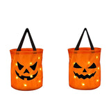 Popxstar LED Light Halloween Trick or Treat Bucket Pumpkin Candy Bags Collapsible Halloween Basket for Thanksgiving Party Gift Basket