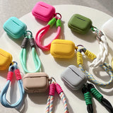 Popxstar  korea cute candy color silicone headphone cover case for airpods 4 2024 simple fall prevention lanyard for airpods 1 2 3 pro 2