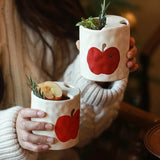 Popxstar  Coffee Cup Ceramic Cup Creative Hand Drawn Apple Milk Cup Ceramic Jewelry Multi Functional Desktop Decoration Crafts Pen Holder