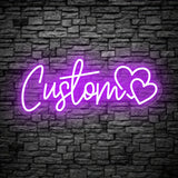 Popxstar  Text LED Neon Sign with Double Heart Design - USB-Powered Wall Art for Weddings, Anniversaries, Bedroom Decor