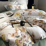 Popxstar  Vintage Green Botanical Flowers Duvet Cover Set 600TC Egyptian Cotton Luxury Soft Bedding Set Fitted Sheet Bed Sheet Pillowcases