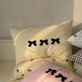 Popxstar  Plaid Bow Knot Pillow Cover Korean Y2k Fashions Girlish Heart Blackpink Room Decor Sleeping Pillow Cover Bedroom Decoration Gift