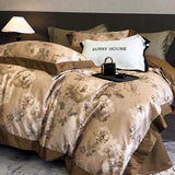 Popxstar  1000TC Egyptian Cotton Vintage Oil Painting Style Flowers Print Bedding Set Duvet Cover Flat/Fitted Bed Sheet Pillowcase 4Pcs
