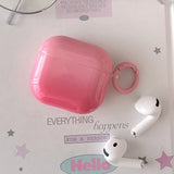 Popxstar  New Gradient Pink Gloss Smooth Soft Silicone Case With Keychain For Apple AirPods Pro 2 3 4 1 Wireless Bluetooth Earphone Cover