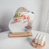Popxstar Ins Irregular Mirror Acrylic Decorative Mirror Nordic Style Makeup Mirror with Wooden Base Girls Cosmetic Supplies Home Decor