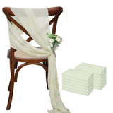 Popxstar 12 Pcs 17x275cm Green  Chiffon Chair Sashes  Wedding Chair Covers Ribbon Wedding Party Aisle Chair Decor