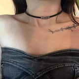 Popxstar Punk Y2K Charm Grunge Bowknot PU Leather Sexy Choker Vintage Necklaces for Women Spice Girls Goth Rock Jewelry Accessories Gift