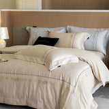 Popxstar  1000TC Egyptian Cotton Brushed Jacquard Embroidery Luxury Solid Color Bedding Set Duvet Cover Flat/Fitted Sheet Pillowcases 4Pcs