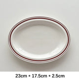Popxstar  Ceramic Oval Dish Plates Korean  Style Striped Porcelain Dinnerware Vegetables Fruit Salad Pasta Breakfast Plates Kitchen Dishes