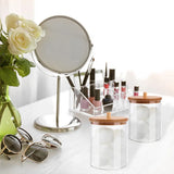 Popxstar Transparent Cotton Swab Storage Box Makeup Organizer Acrylic Storage Box Cotton Swab Cosmetic Box Bathroom Bedroom Storage