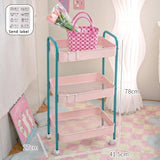 Popxstar cabin weekend inspo 3 Layer Contrast Color Trolley Storage Shelf Multi-layer Movable Trolley Cosmetics Snack Storage Rack Bathroom Mobile Shelf Home