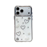 Popxstar  3D Star Cute Heart Bling Glitter Shockproof Phone Case for iPhone 17 16 15 14 13 12 11 Pro Max Plus Transparent Bumper Cover