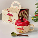 popxstar Mug ceramic underglaze color cartoon cute printing retro with lid large capacity gift box birthday gift desktop ornament Chinese