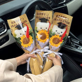 Popxstar  Crocheted Sun Flower Bouquet Graduation Flower Bouquet Gifts Artificial Flower Decorations Finished Sunflowers Graduation Gifts