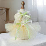Cute High-end Formal Dress Pet Clothes Puff Chiffon Skirt Wedding Dress for Dogs Skirt Princess Dog  York Clothes Pet Cat Dress