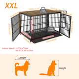 M/L/XL/2XL Dog Crate Cage Furniture Wooden Pet Kennel Table with Three Doors and Removable Tray Decorative Side End Table