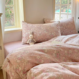 4Pcs Set Floral And Polka Dot Print Styles Duvet Cover Bed Sheet Pillowcase Full-Size Bedspread Set 1.5-Sleeper Bedding Set