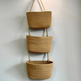 Wall-mounted storage basket storage bag hand knitting Cotton fabric material Nordic style kitchen household Small item storage