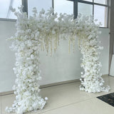 Popxstar White Cherry Blossom Rose Flower Row Runner Wedding Background Arch Deco Floral Arrangement Hanging Flower Row Centerpieces Ball