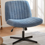 Popxstar Cross Legged Office Living Room Rocking Gaming Chair Armless Wide Desk Adjustable Swivel Fabric Task Vanity Home Office