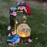 Popxstar  Solar Garden Statue, Cute Cardinal with Water Faucet and Solar Light Glass Ball, Outdoor Resin Garden Statue,  Size 9.45 inches